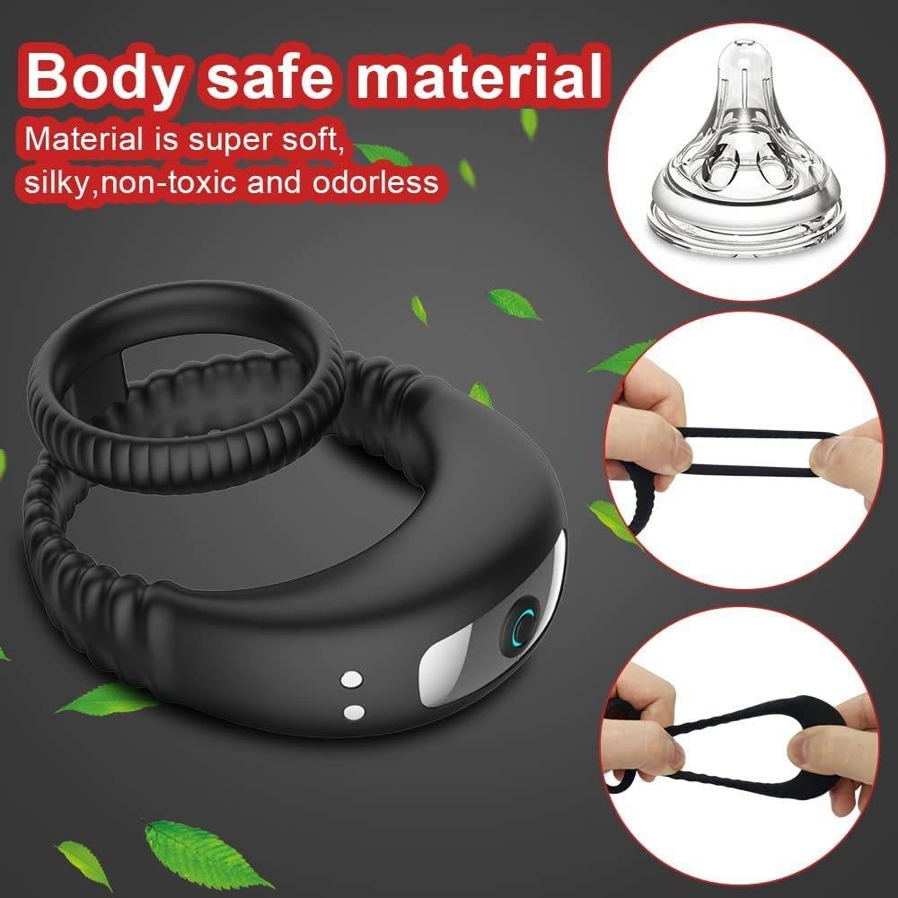 Male Locking Sperm Double Ring USB Charging Vibration Massage Locking Sperm Ring Male Masturbator