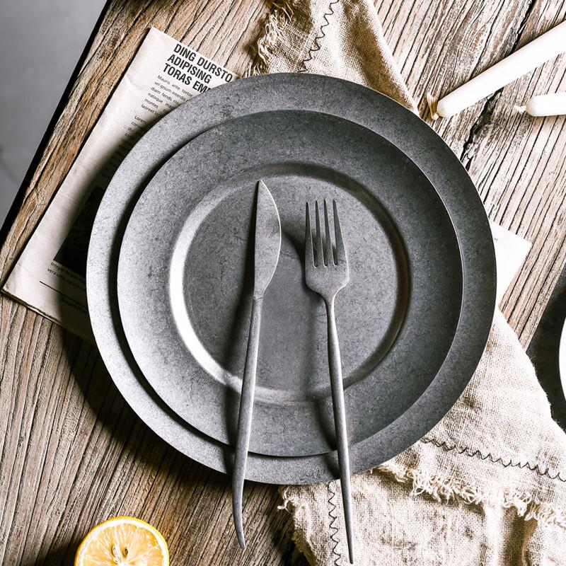 Ru Han Stainless Steel Round Dessert Plate Set