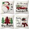 Black and Red Buffalo Plaid Christmas Pillowcase Linen Home Decoration Pillow Cushion Cover Combination