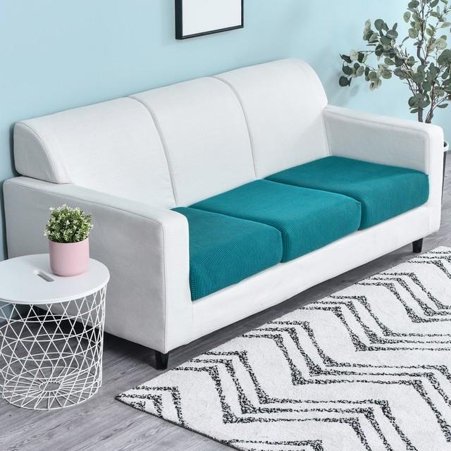 

Polar Fleece Sofa Seat Cushion Cover Jacquard Seat Cover Elasticized Machine Washable Removable Slipcover Sofa Covers Home Furniture Protector Back Cushion Cover озеро синий