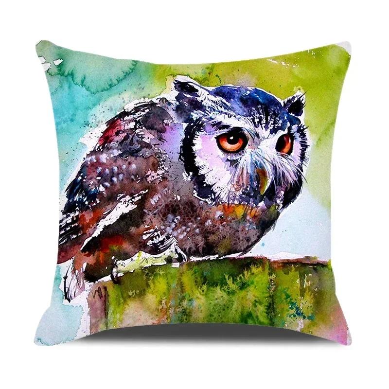 Watercolor Animals Cushion Cover 45X45Cm Cartoon Animals Portrait Printed Throw Pillow Cover Home Decorative Pillowcase For Sofa