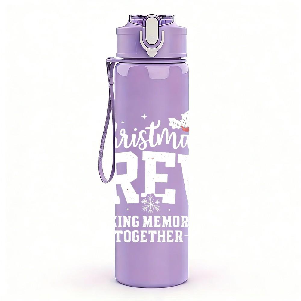 1PC Christmas Crew Faint Letter Art 750ml Color Plastic Sports Water Bottle Leakproof Flip Straw Lid Suitable for Sports Office Home Use