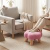 Solid Wood Low Stool Soft Padded Sofa Bench Daily Gift Soft Padded Stool  Living Room