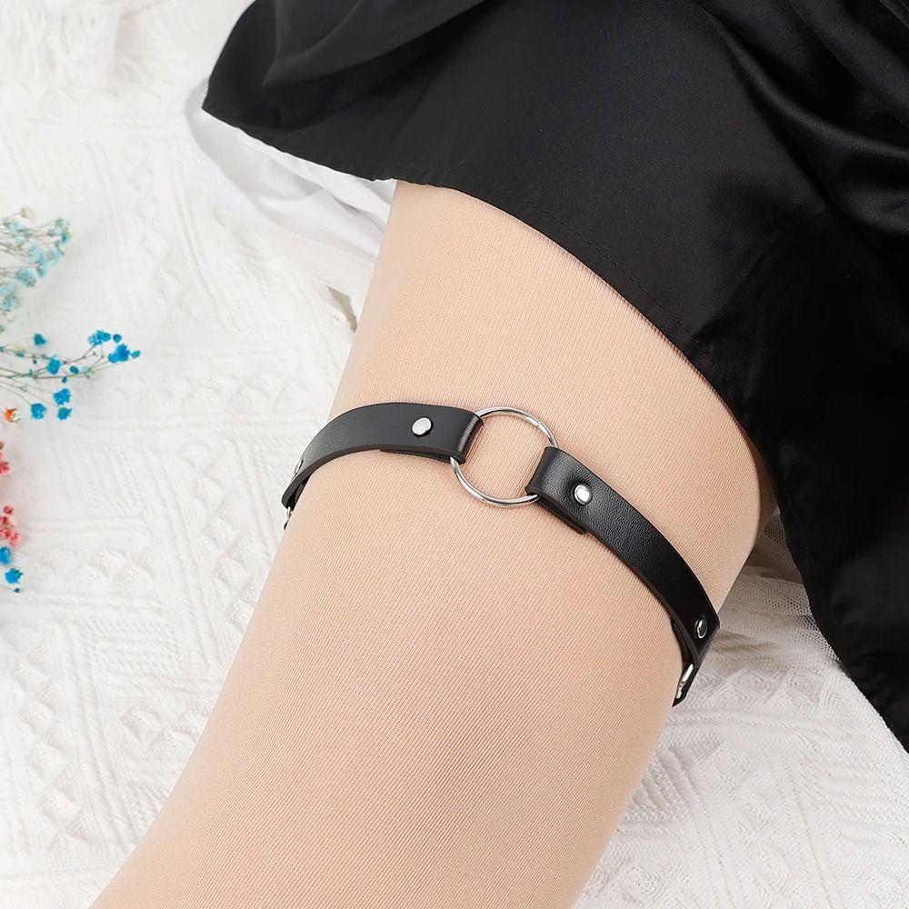 1Pcs Black Heart Leg Garter Belt Elastic Straps Thigh Harness Stockings Punk Gothic Accessories