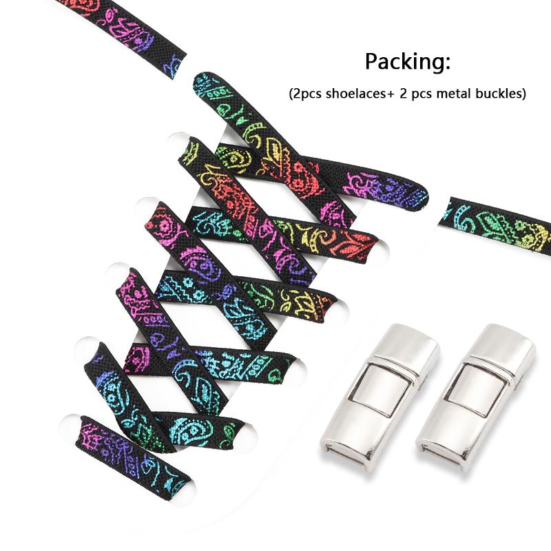 Elastic Laces Press Lock No Tie Shoelaces Without Ties AF1/AJ Cashew Flower Sports Kids Adult 8MM Thick Tennis Colorful Shoelace