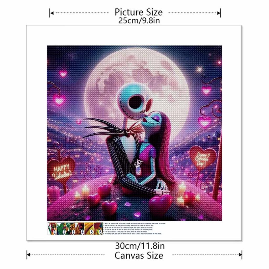 5D DIY Diamond Painting Kit, Skeleton Lover, Adult Beginner 5D Round Diamond Embroidered Crystal Mosaic Crafts, Suitable for Home Wall Settings