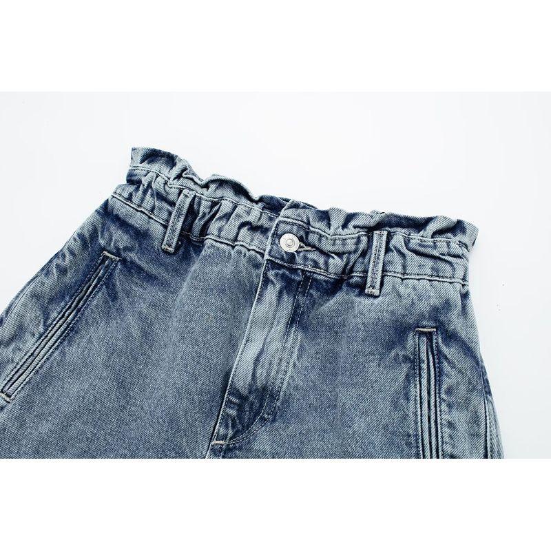 Fashion Style New Arrival Fashion Trendy Women's Clothing Washing Effect Paper Bag Type Denim Shorts 6164106 406