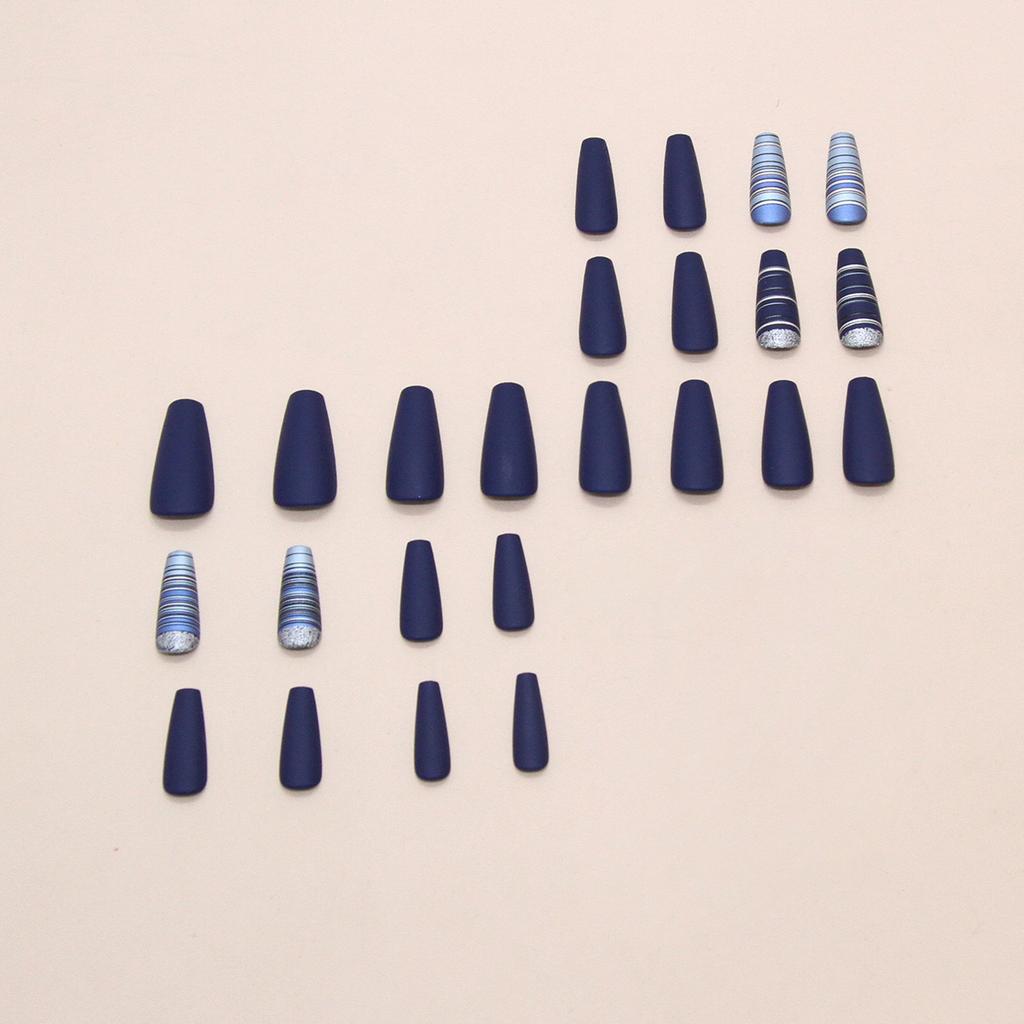 Retro Gestreift Feiner Glitzer Peeling Blau Abnehmbare Nagel Aufklebenägel
