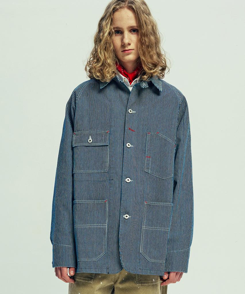 Knd Xau Hickory Chore Jacket Navy Stripe