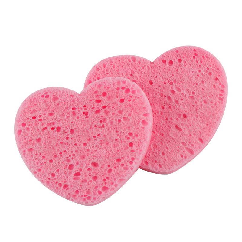 

Очищающий спонж в форме сердца из натурального разлагаемого материала - Спонж для лица из древесной целлюлозы и хлопка для снятия макияжа