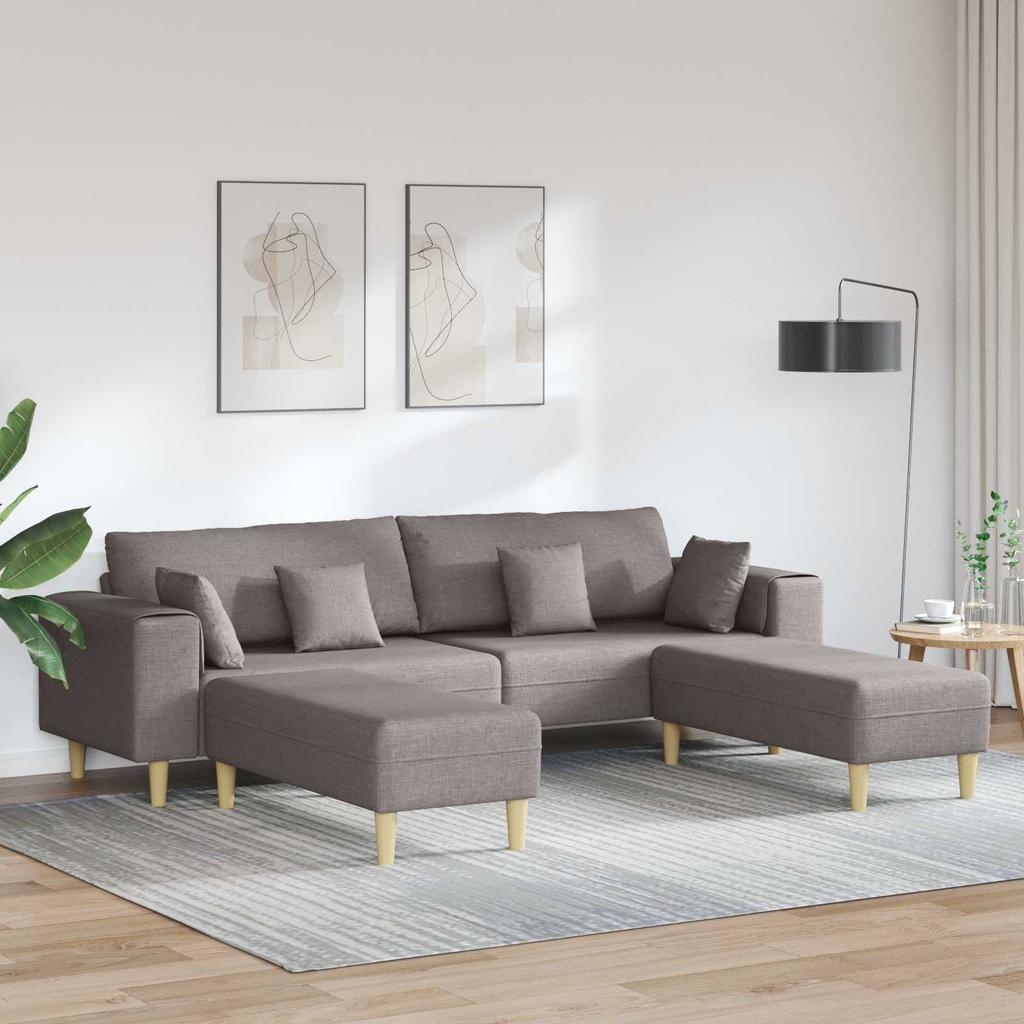 3 Piece Sofa with Cushions Taupe Fabric