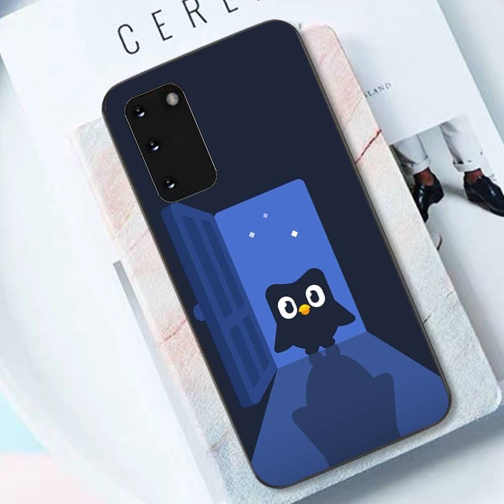 Popular D-Duolingo Green Owl Phone Case For Samsung S 24 Fe 25 Ultra Plus 20 Lite 21 30 22 23 24 22 Ultra 5G Fundas