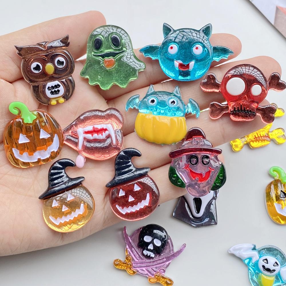 7PCS New Resin Cute Cartoon Halloween Series Flat Back Home Decor DIY Scrapbook Crafts Jewelry Accessories