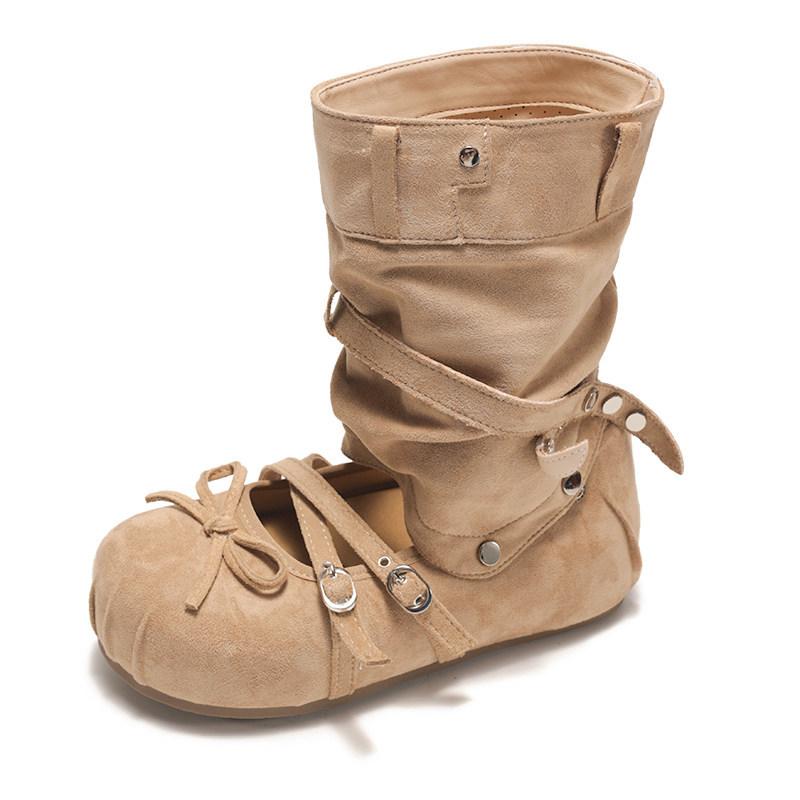 Thick-soled shallow-mouth single shoes for women's summer 2026 new retro French soft-soled two-wear short boots