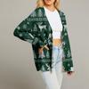 Women's Fashion Long Sleeve Christmas Print V-Neck Button Loose Cardigan Top