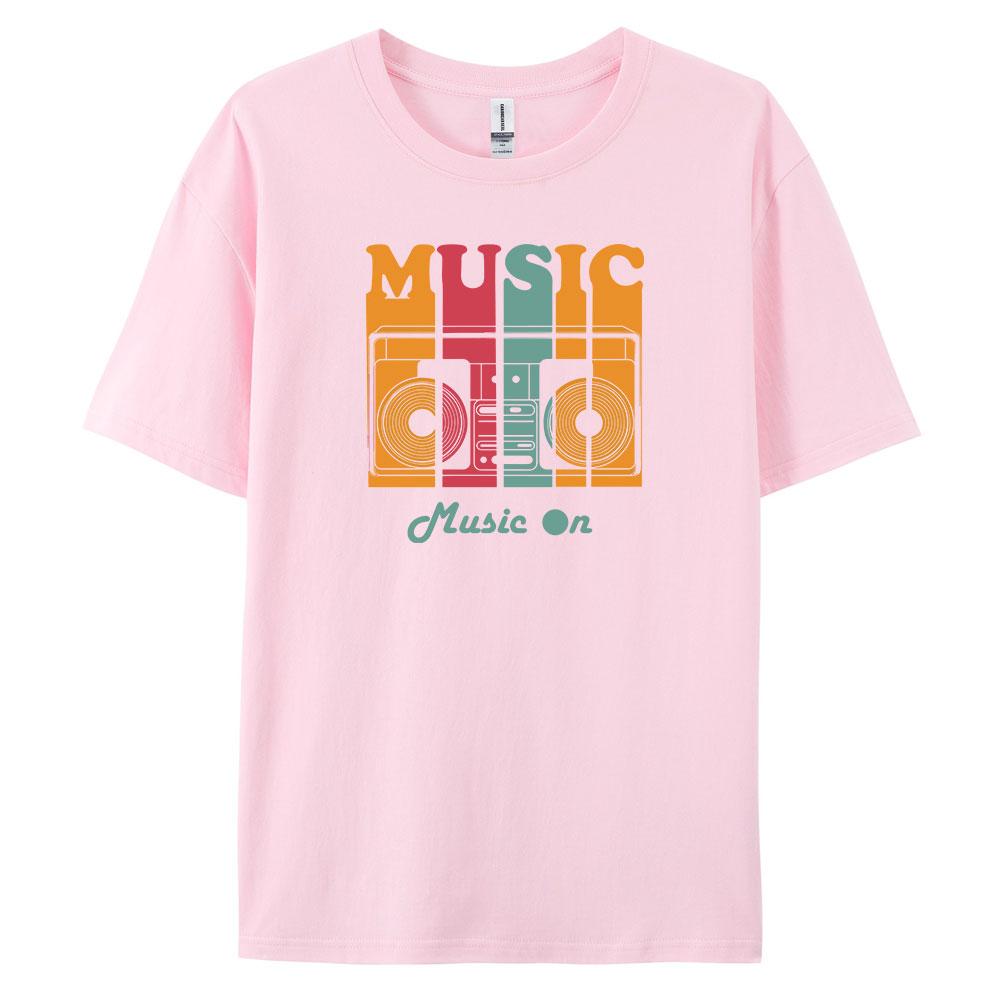 Music Mens Casual Shortsleeved Tshirt with 100 Cotton Fashion print Tees oversize