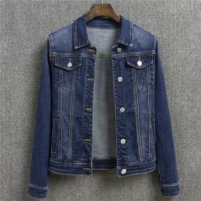 Frühling und Herbst Übergröße Modische Damen Casual Denim Langarm Einzelne Jeansjacke Damen Kurz