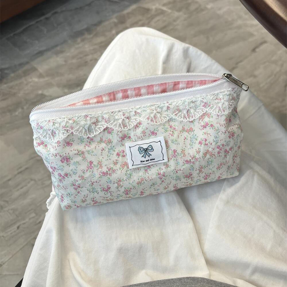 New Lace Floral Design Pen Bag Large Capacity Multifunctional Pencil Case Stationery Bag Gift