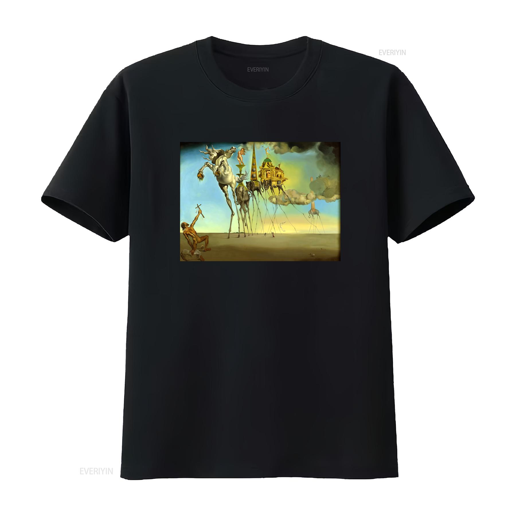 

Salvador Dali The Temptation of St Anthony Art Print T Shirt S 5XL Fast Shipping vintage Washed Stylish fashion graphic Soft 4XL