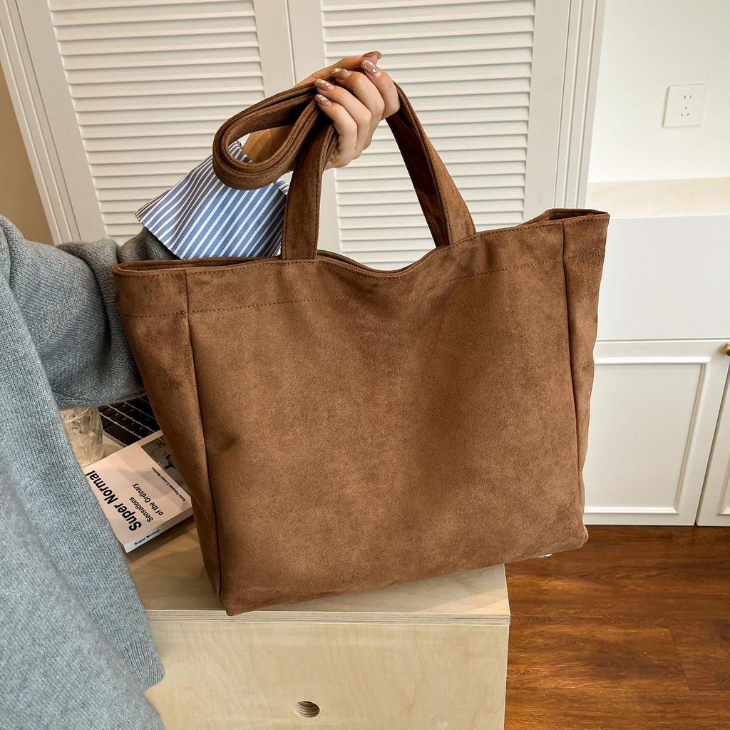 Large capacity suede tote bag women's 2025 new autumn and winter leisure shoulder bag shopping bag commuter armpit bag