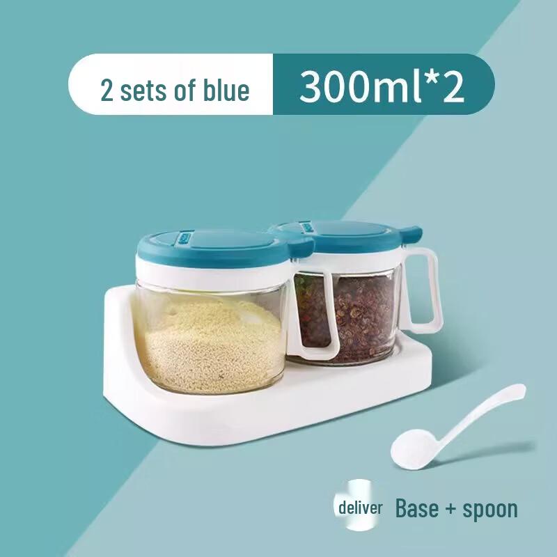 Chahua 6015 Press-Switch Dustproof Seasoning Box with Spoon (Set of 2)