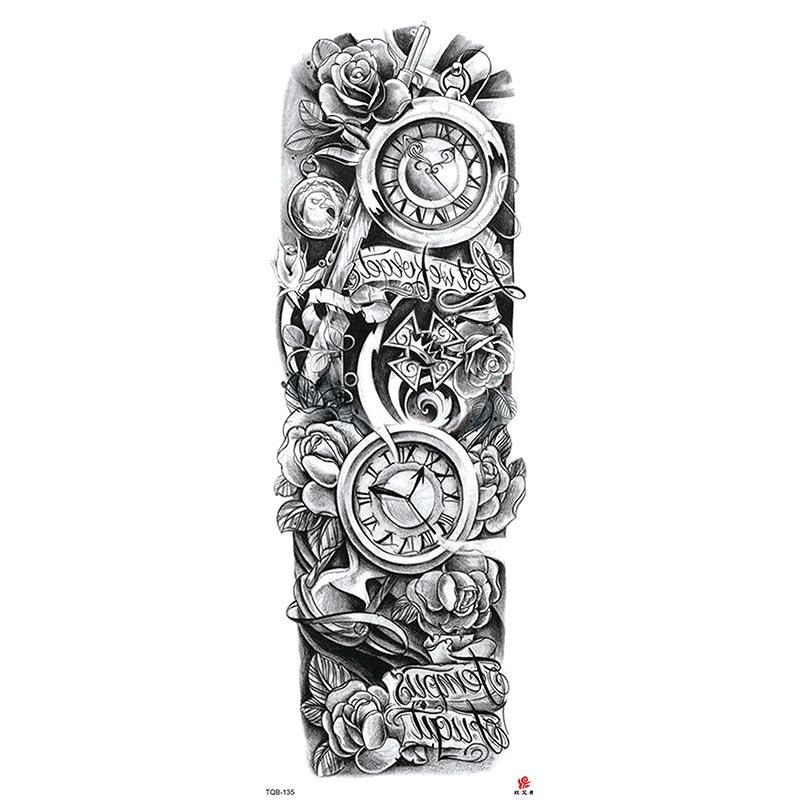 Waterdichte tattoo stickers voor de hele arm: Jezus, Maagd Maria, Kroon, Leeuw-ontwerp