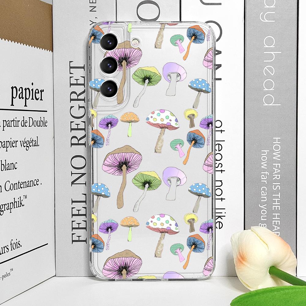 

Cute Cartoon Frog Mushroom Phone Case for Samsung Galaxy S25 S24 S23 S22 Ultra S21 Plus S20 FE A55 Shockproof Clear Soft Covers For Samsung A52