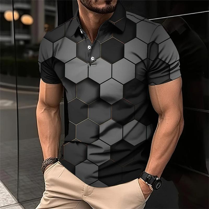 Cool Mecha 3D-tryckta kortärmade pikétröjor för män Kläder Tech-stil Kortärmad Mode Techwear Sport Muskel POLO-tröja