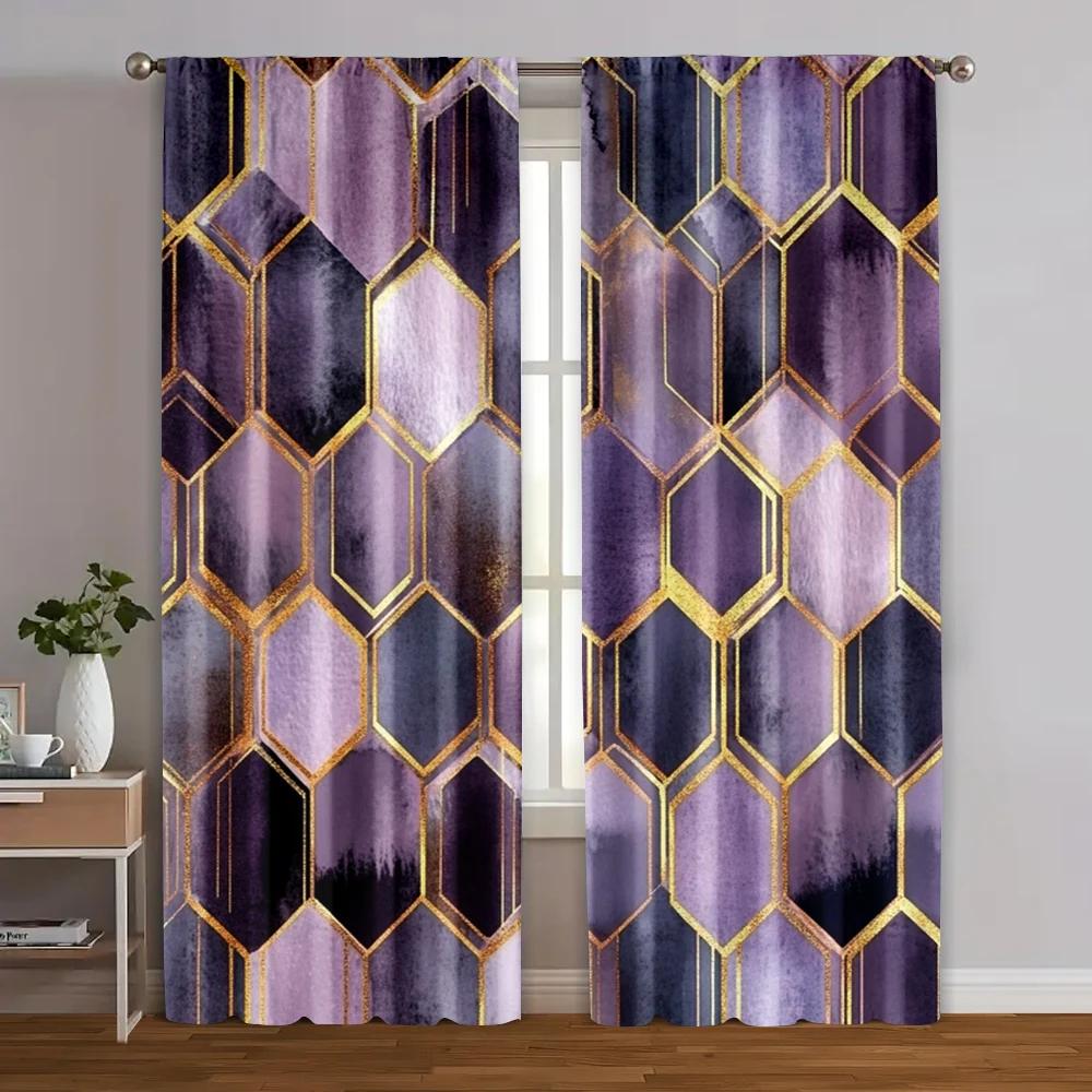 2pcs   Curtains&Window Treatment  print Vintage Light Filtering Curtain Panels With Rose Colorful Geometric Polyester Woven