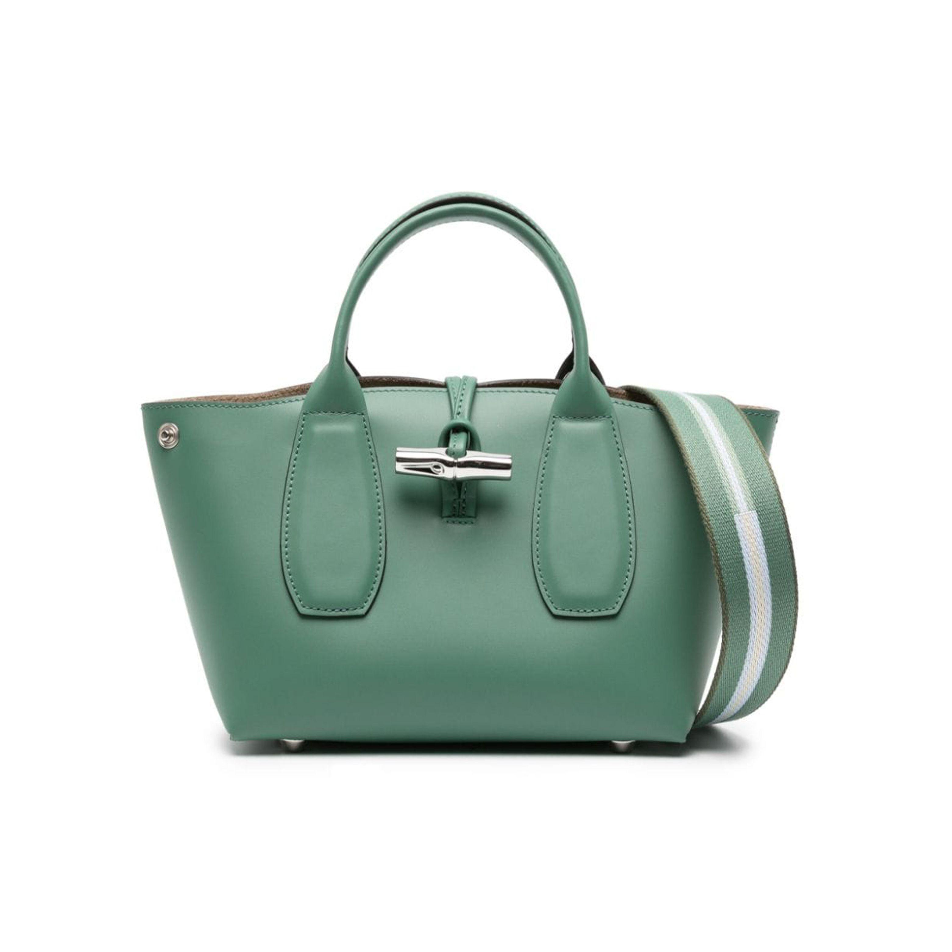 

Longchamp Le Roseau Monochrome Stitching Detail Calfskin Shoulder Crossbody Handbag Small Women Handbags Sage 10095HCND90 Basic Set (Bag+Dust Bag)