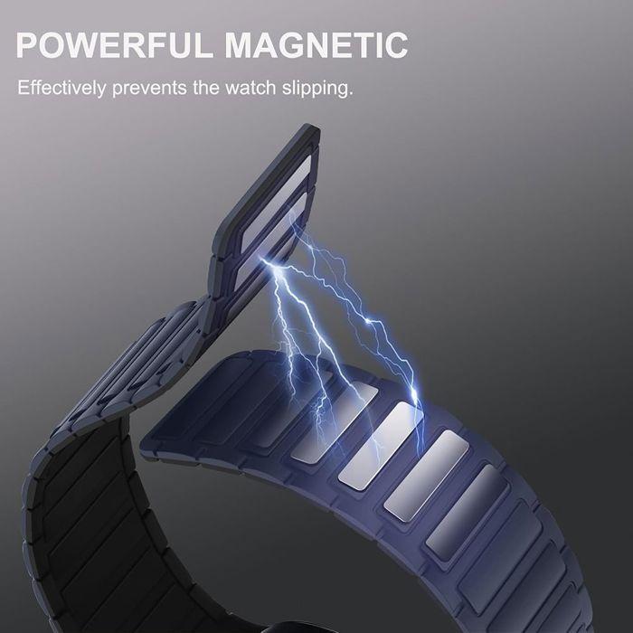 Bracelet for Apple Watch Series Ultra 1/2, 10, 9 8 SE 7 6 5 4 3 2 1 42mm-44mm-45mm-46mm-49mm Silicone Magnetic Navy Blue