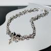 Punk Vintage Red Black Zircon Star Double Layer Necklace for Women Men Gifts Trend Chain Unisex Goth Jewelry Couple Accessories