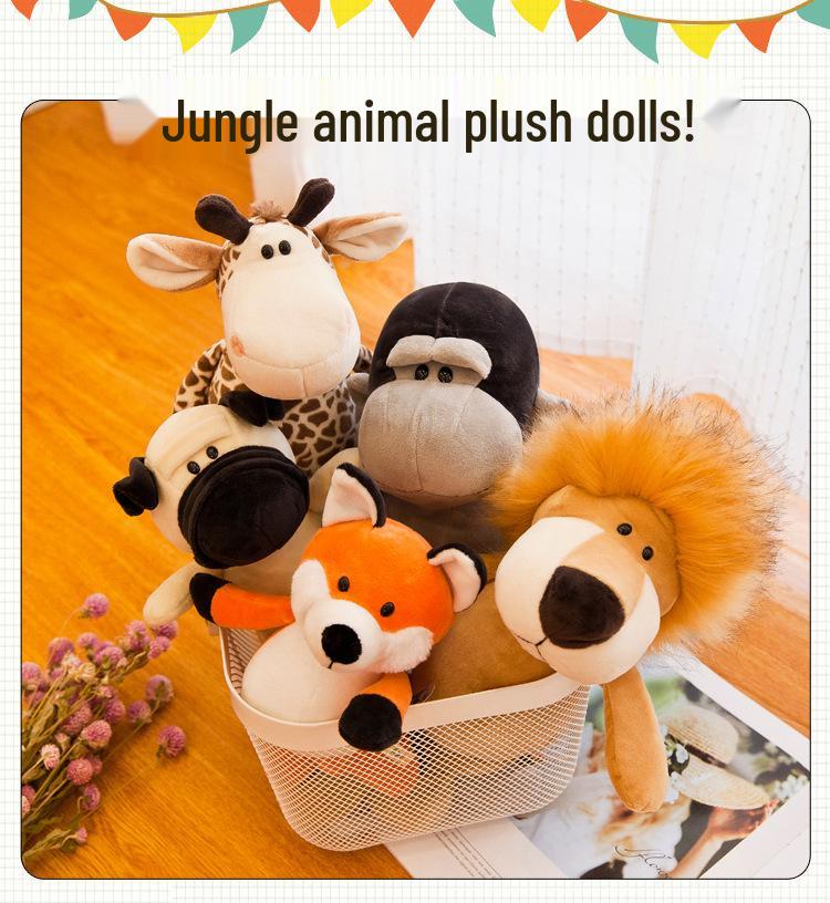 8" Cartoon Forest Animal Plush Toys: Elephant, Lion, Fox, Raccoon - Small Custom Cloth Dolls