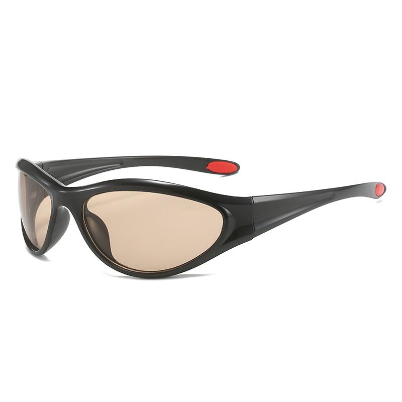 NIEUWE Sport Punk Spiegel Zonnebrillen Dames 2000'S Mannen Y2K Hip Hop Luxe Kattenoog Zonnebrillen UV400 Unisex Zonnebrillen Ovalen Brillen as picture beige