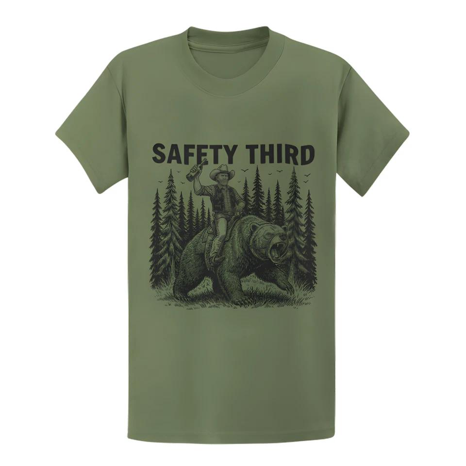 Safety Third Grizzly Bear T-Shirt - Funny Yellowstone Park Tee 2 4XL