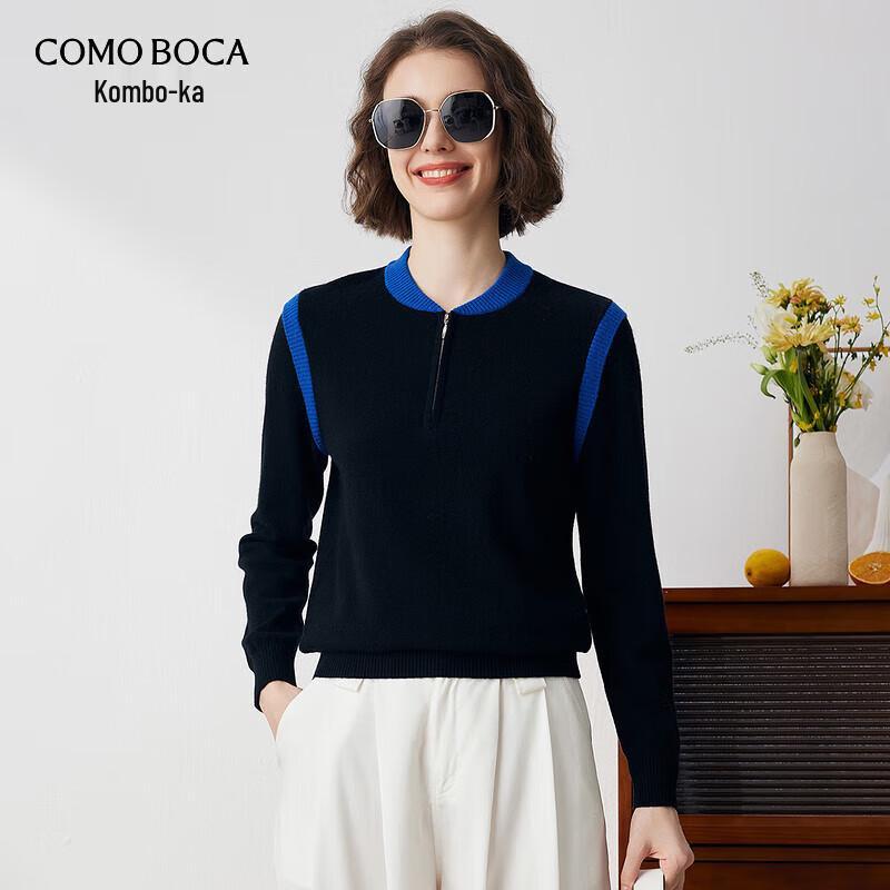 

Komon Boca Women s Colorblock Cashmere Sweater with Zip Collar XL