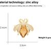 Personality Trendy Animals Bee Wings Brooches for Women Charm Gold Color Crystal Pins Anti-slip Button Backpack Suit Accessories