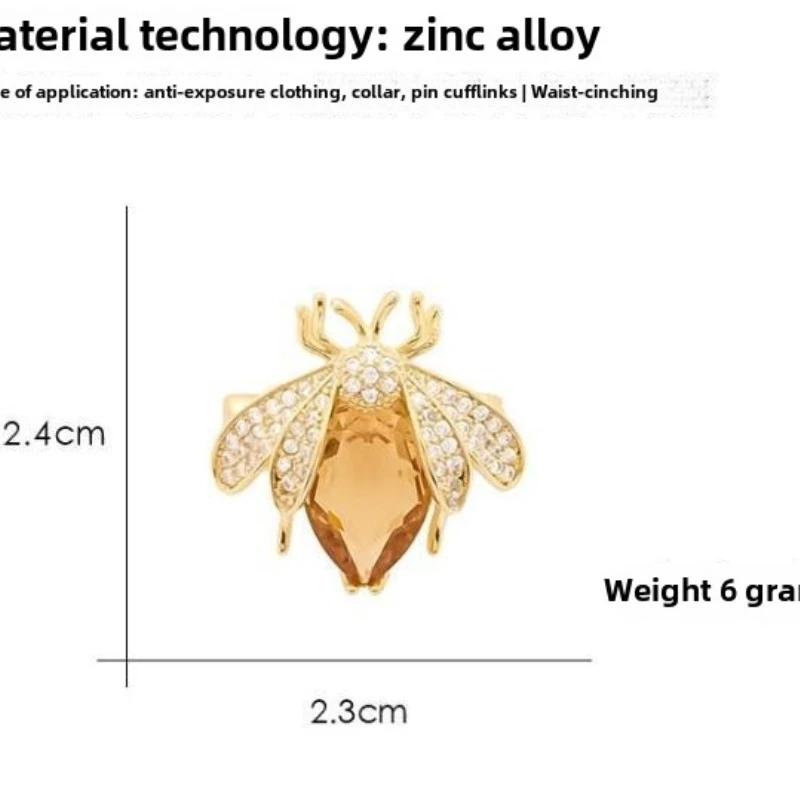 Personality Trendy Animals Bee Wings Brooches for Women Charm Gold Color Crystal Pins Anti-slip Button Backpack Suit Accessories