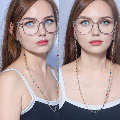 Damen Brillen Kette Bunt Kunststein Brillen Kette Retro Perlen Sonnenbrillen Band Brillen Lanyard für Brillen Lesebrillen
