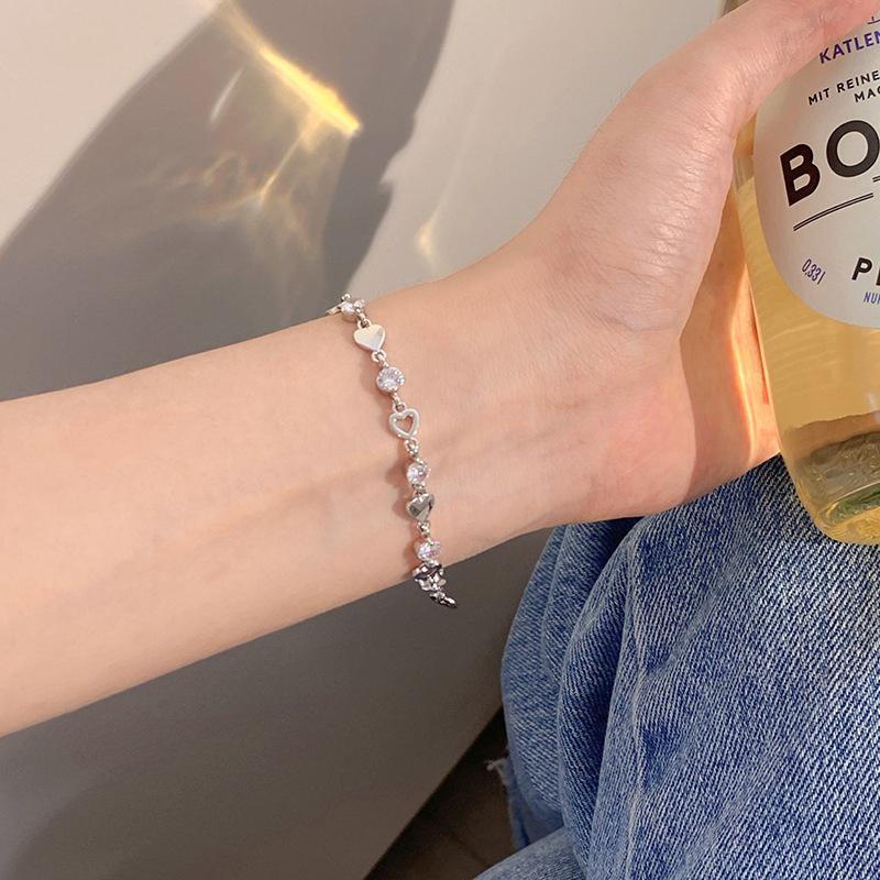 Silver Zircon Bracelets For Women Fashion Sweet Girls Sparkling Charm Bracelet Delicate Chain Bracelet Jewelry Gift
