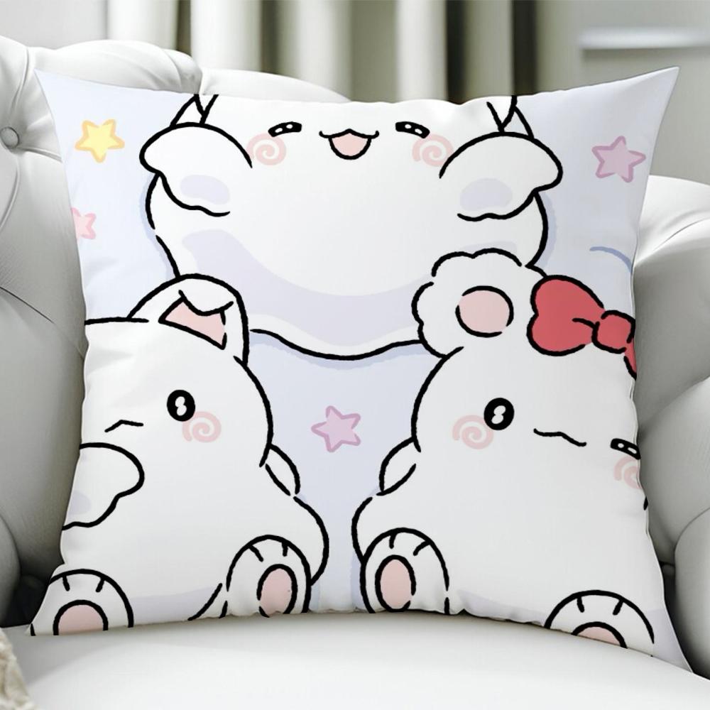 H-Hanamaruobake Kawaii Cushion Cover Birthday Anniversary Gifts Double Sided Printed Zipper Cushion Cover Soft Skin Bedding