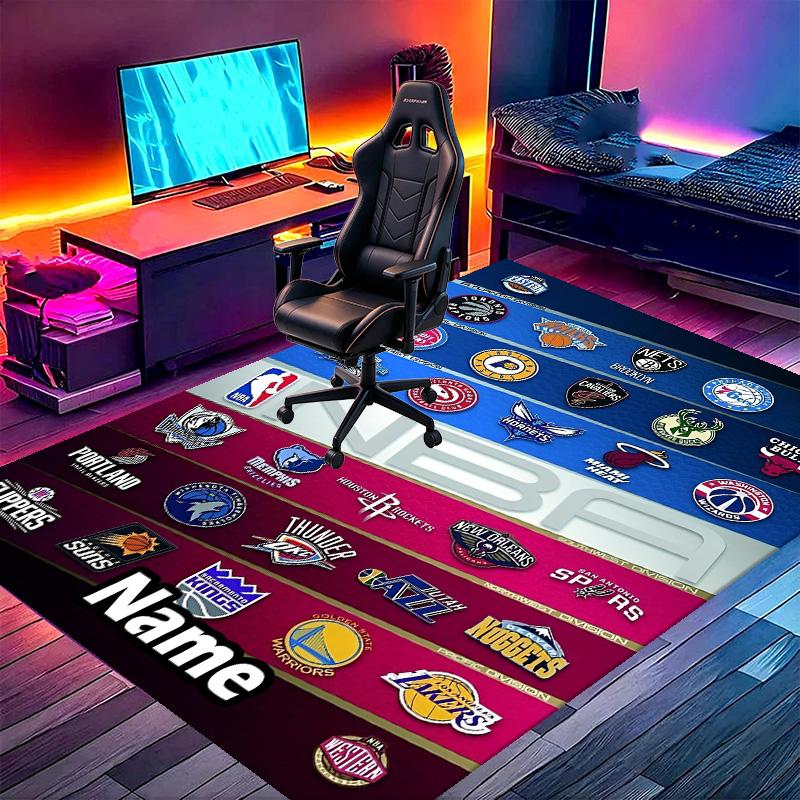 Benutzerdefinierter Name Personalisierter Basketball Druck Teppich, Vielseitiger Wohnkultur Teppich, für Spielzimmer, Wohnung, Balkon, Eingangsbereich, Flur Geschenk