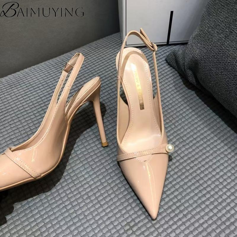 Fashion Women Naked High Heels Sandals Pointed Toe Shoes Woman Slippers Summer 2025 Trend Slingback Dress Sexy Office Stilettos Pumps