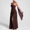 European and American spring/summer color blocked women's strapless slimming style street off shoulder dress