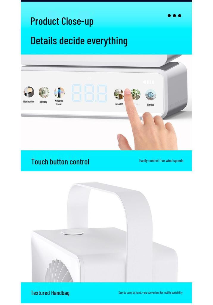 Silent USB Rechargeable Desktop Fan - Portable 3-in-1 with Large Air Volume for Home Use