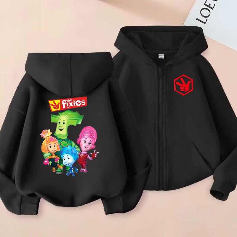 Zip Up Sweatshirts The Fixies Printed Hoodie Children Clothes Kid Girls Boys Sweatshirt Cartoon Zipper Hoody Baby Casual Tops