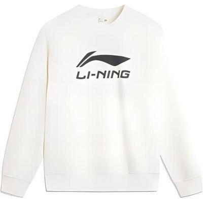 Li Ning Spor Trend Serisi Günlük Minimalist Düz Renk Bisiklet Yaka Kazak Bol Sweatshirt Erkek sweatshirt Off-White AWDV243-1