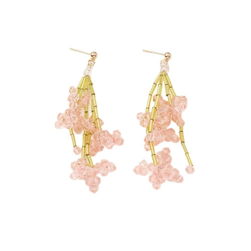 Crystal Flower Holiday Style Earrings Super Fairy Beaded Floral Earrings Beaded Earrings  Women