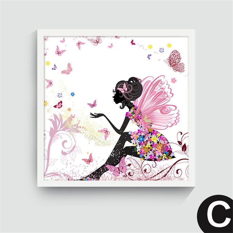 Nordic Canvas Painting Cartoon Square Posters Dancing Riding a Bike Horse Driving a Car Beautiful Girls for Girl's Room