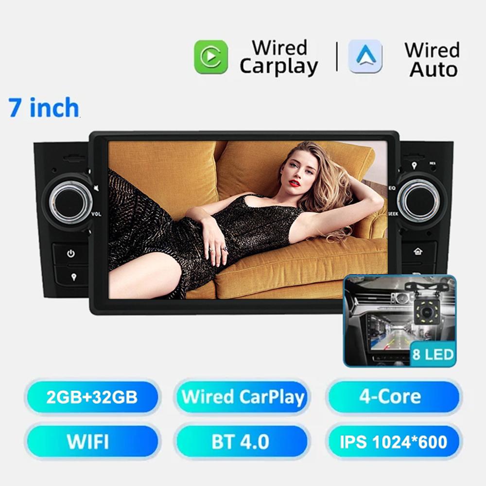 Android Radio For FIAT Grande Punto Linea 2007-2012 Multimedia Video Player 7 Inch Touch Screen Apple Carplay 2-32GB 1Din WiFi